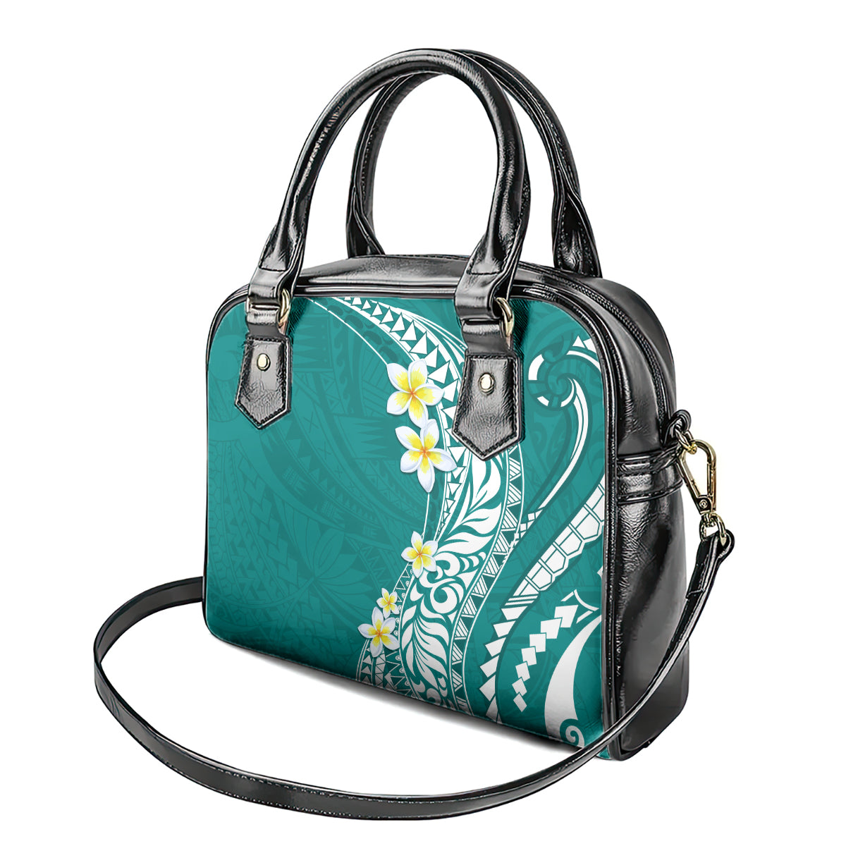 Hawaii Aloha Shoulder Handbag Plumeria Vintage - Teal LT7 - Polynesian Pride