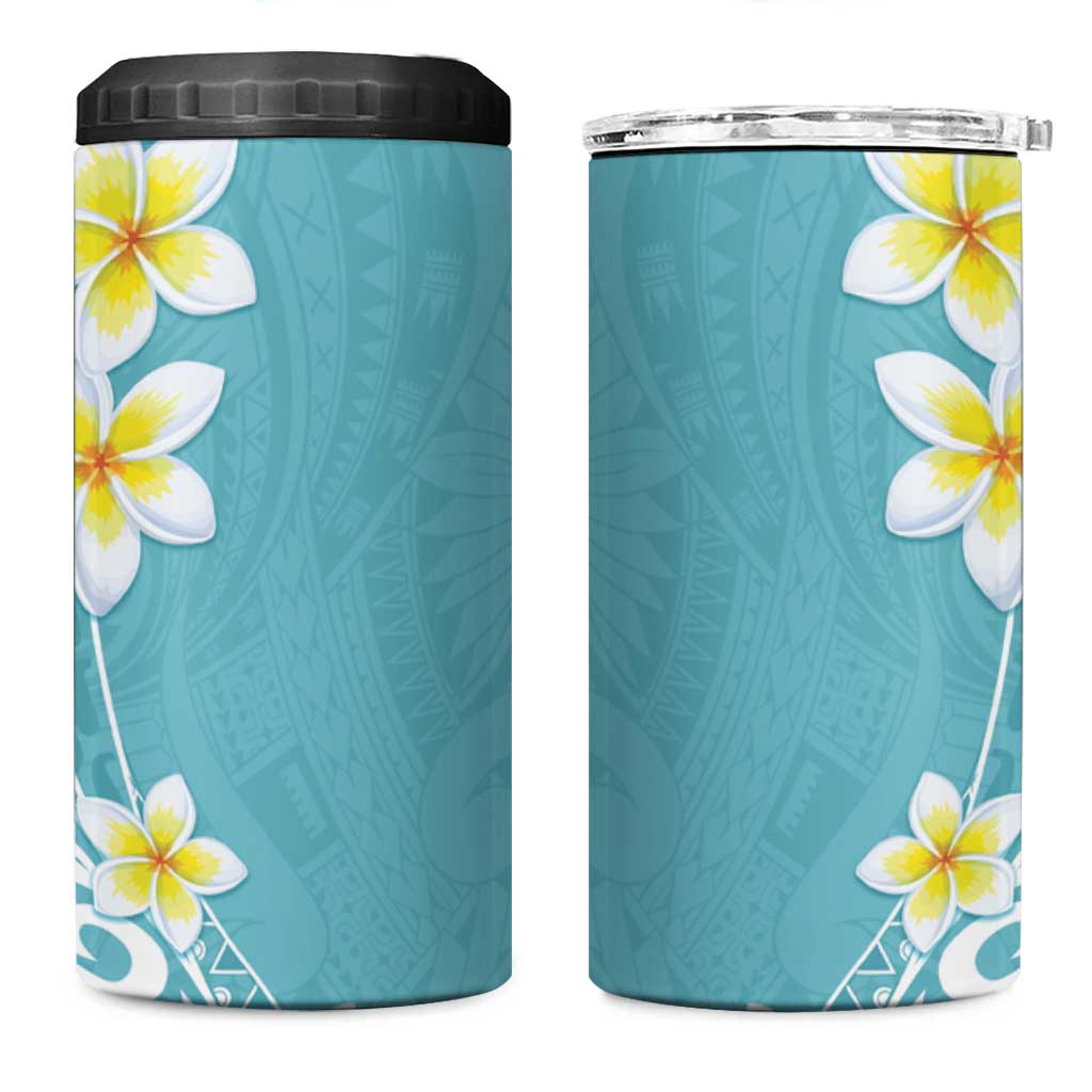 Hawaii Aloha 4 in 1 Can Cooler Tumbler Plumeria Vintage - Turquoise