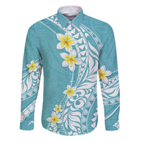 Hawaii Aloha Family Matching Mermaid Dress and Hawaiian Shirt Plumeria Vintage - Turquoise LT7 Dad's Shirt - Long Sleeve Turquoise - Polynesian Pride