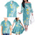 Hawaii Aloha Family Matching Off Shoulder Long Sleeve Dress and Hawaiian Shirt Plumeria Vintage - Turquoise LT7 - Polynesian Pride