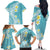 Hawaii Aloha Family Matching Off Shoulder Long Sleeve Dress and Hawaiian Shirt Plumeria Vintage - Turquoise LT7 - Polynesian Pride