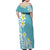 Hawaii Aloha Family Matching Off Shoulder Maxi Dress and Hawaiian Shirt Plumeria Vintage - Turquoise LT7 - Polynesian Pride