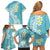 Hawaii Aloha Family Matching Off Shoulder Short Dress and Hawaiian Shirt Plumeria Vintage - Turquoise LT7 - Polynesian Pride