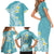 Hawaii Aloha Family Matching Short Sleeve Bodycon Dress and Hawaiian Shirt Plumeria Vintage - Turquoise LT7 - Polynesian Pride