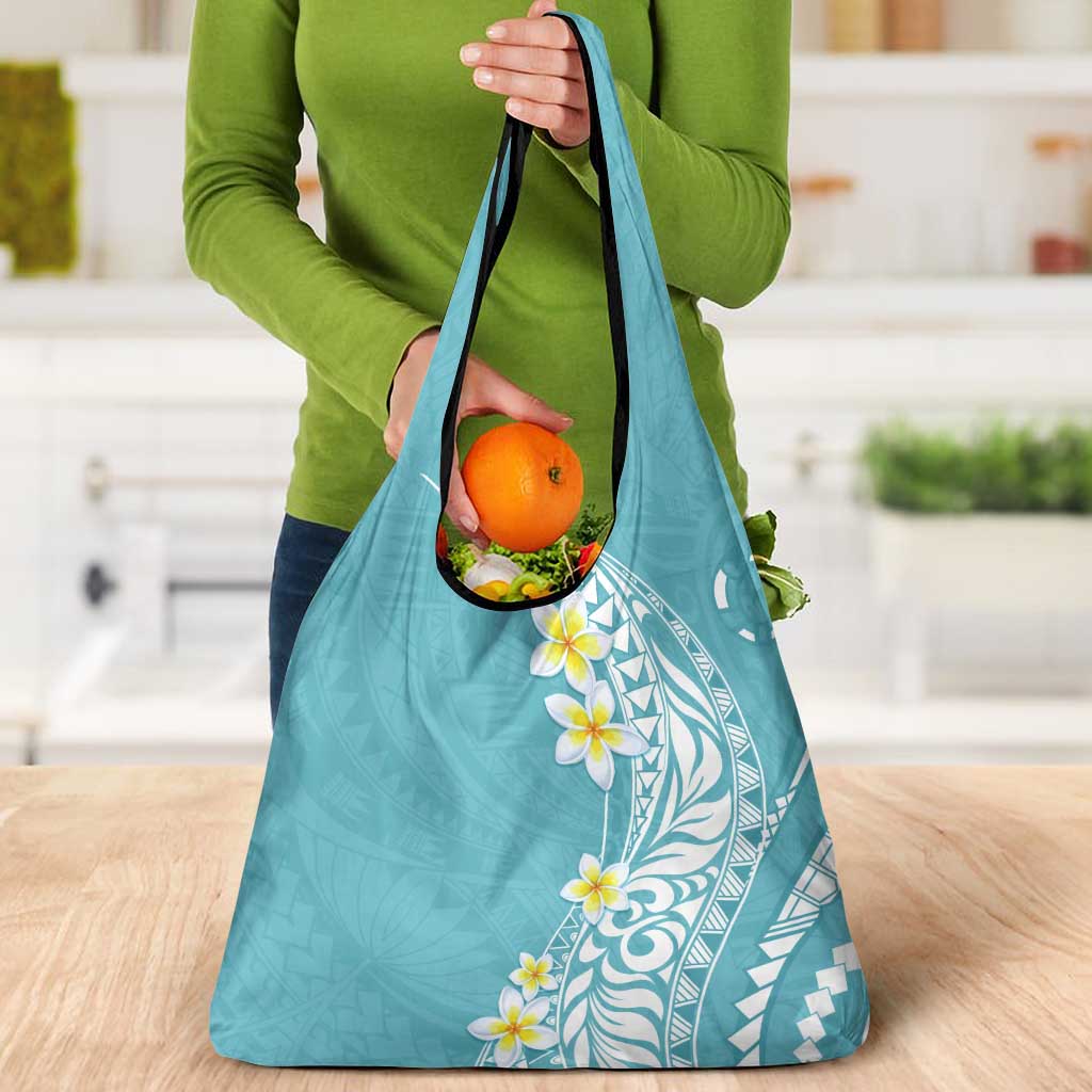 Hawaii Aloha Grocery Bag Plumeria Vintage - Turquoise