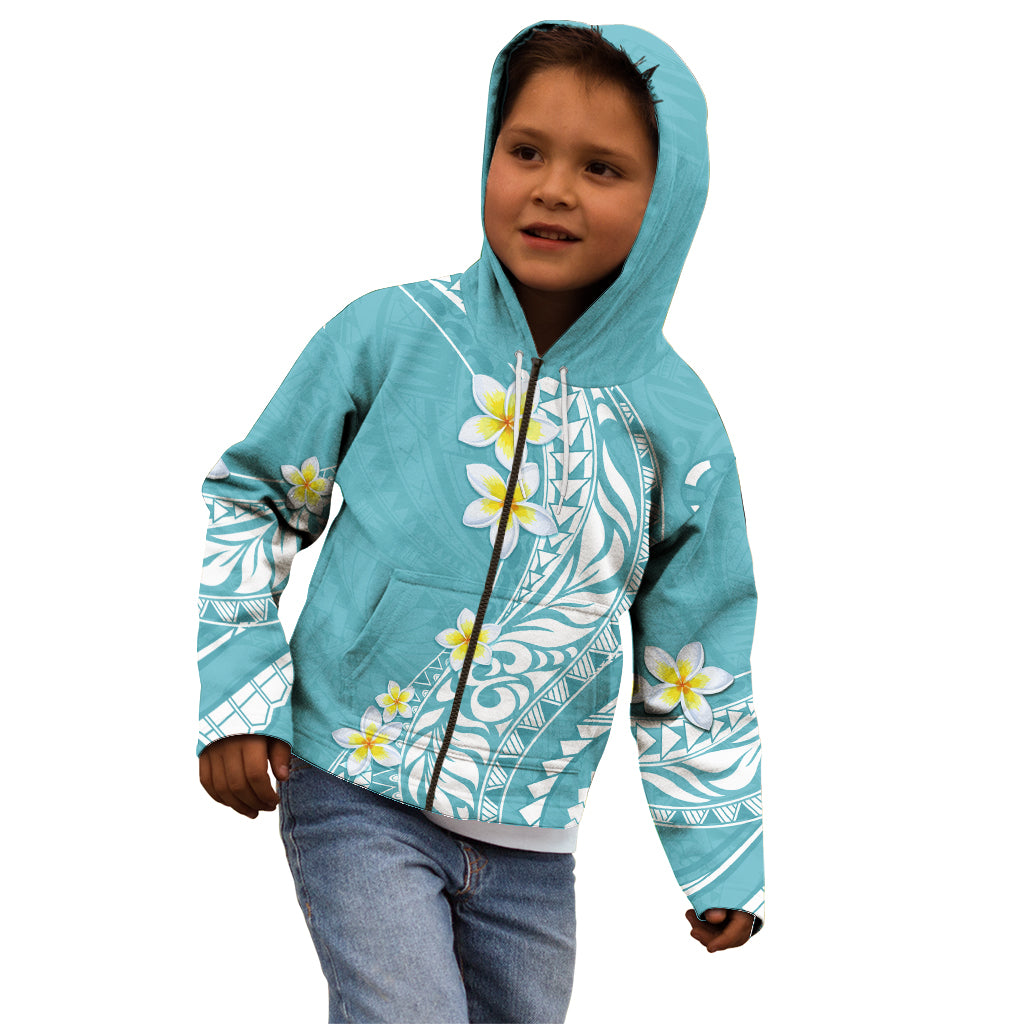 Hawaii Aloha Kid Hoodie Plumeria Vintage - Turquoise LT7 - Polynesian Pride