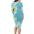 Hawaii Aloha Long Sleeve Bodycon Dress Plumeria Vintage - Turquoise LT7 - Polynesian Pride