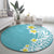 Hawaii Aloha Round Carpet Plumeria Vintage - Turquoise LT7 - Polynesian Pride