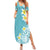 Hawaii Aloha Summer Maxi Dress Plumeria Vintage - Turquoise LT7 Women Turquoise - Polynesian Pride