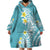 Hawaii Aloha Wearable Blanket Hoodie Plumeria Vintage - Turquoise LT7 - Polynesian Pride