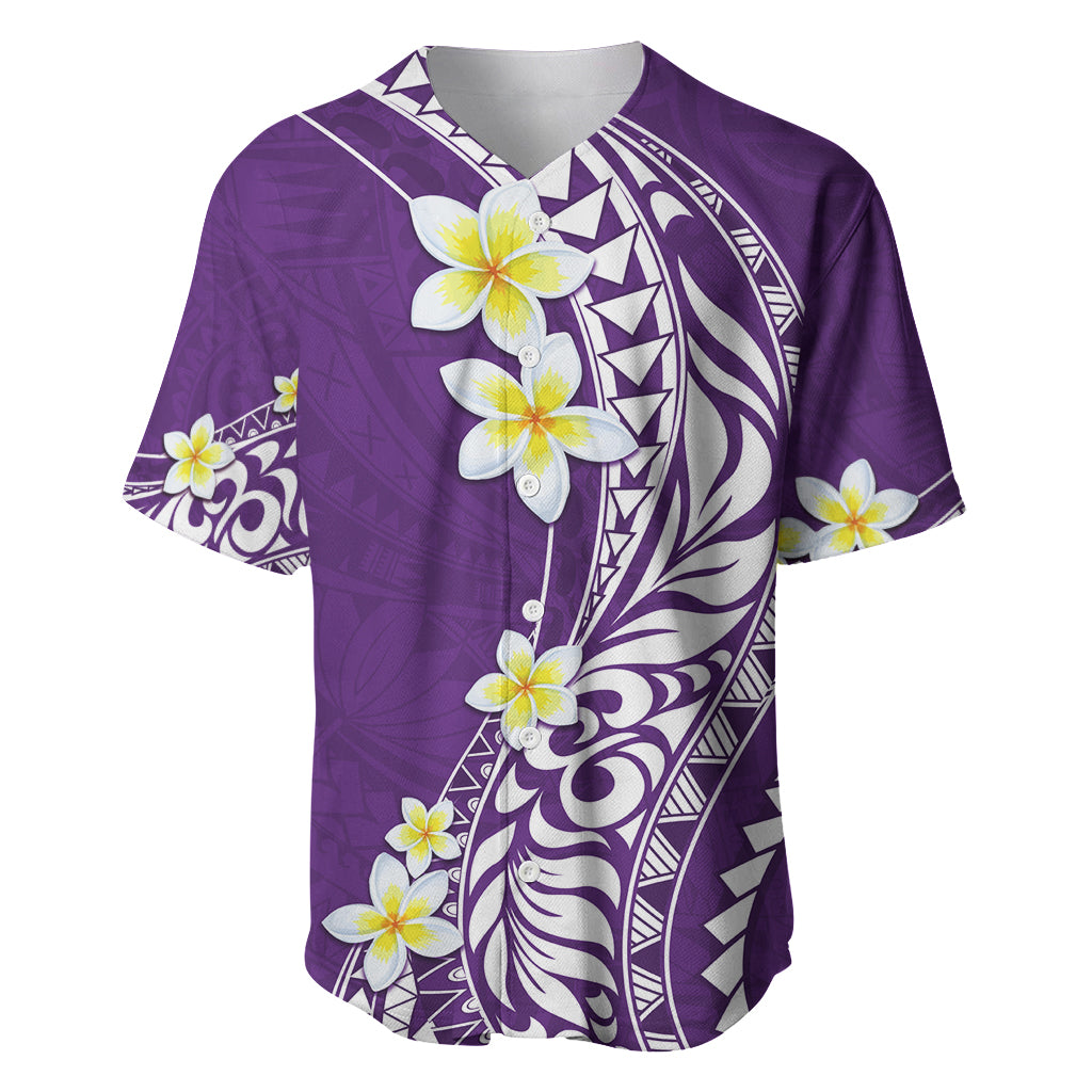 Hawaii Aloha Baseball Jersey Plumeria Vintage - Violet LT7 Violet - Polynesian Pride