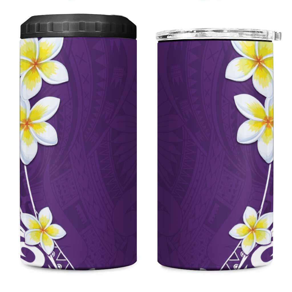 Hawaii Aloha 4 in 1 Can Cooler Tumbler Plumeria Vintage - Violet