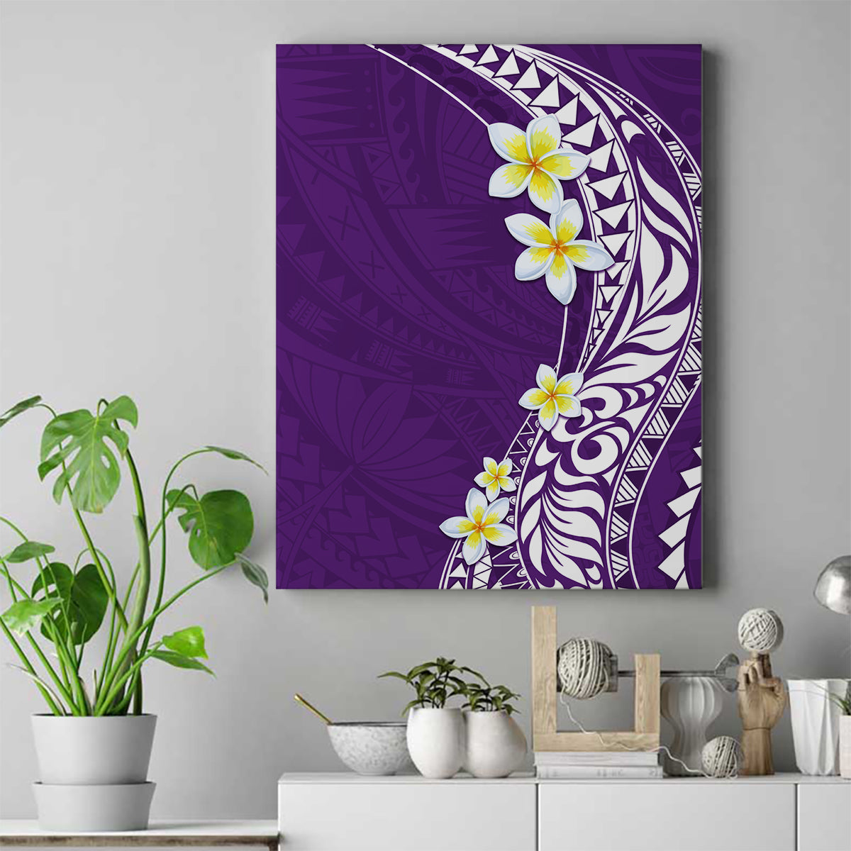 Hawaii Aloha Canvas Wall Art Plumeria Vintage - Violet LT7 Violet - Polynesian Pride