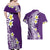 Hawaii Aloha Couples Matching Off Shoulder Maxi Dress and Hawaiian Shirt Plumeria Vintage - Violet LT7 - Polynesian Pride