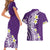 Hawaii Aloha Couples Matching Short Sleeve Bodycon Dress and Hawaiian Shirt Plumeria Vintage - Violet LT7 - Polynesian Pride