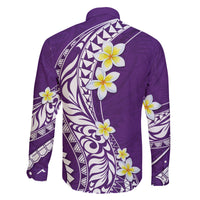 Hawaii Aloha Family Matching Long Sleeve Bodycon Dress and Hawaiian Shirt Plumeria Vintage - Violet LT7 - Polynesian Pride