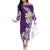 Hawaii Aloha Family Matching Off Shoulder Long Sleeve Dress and Hawaiian Shirt Plumeria Vintage - Violet LT7 Mom's Dress Violet - Polynesian Pride