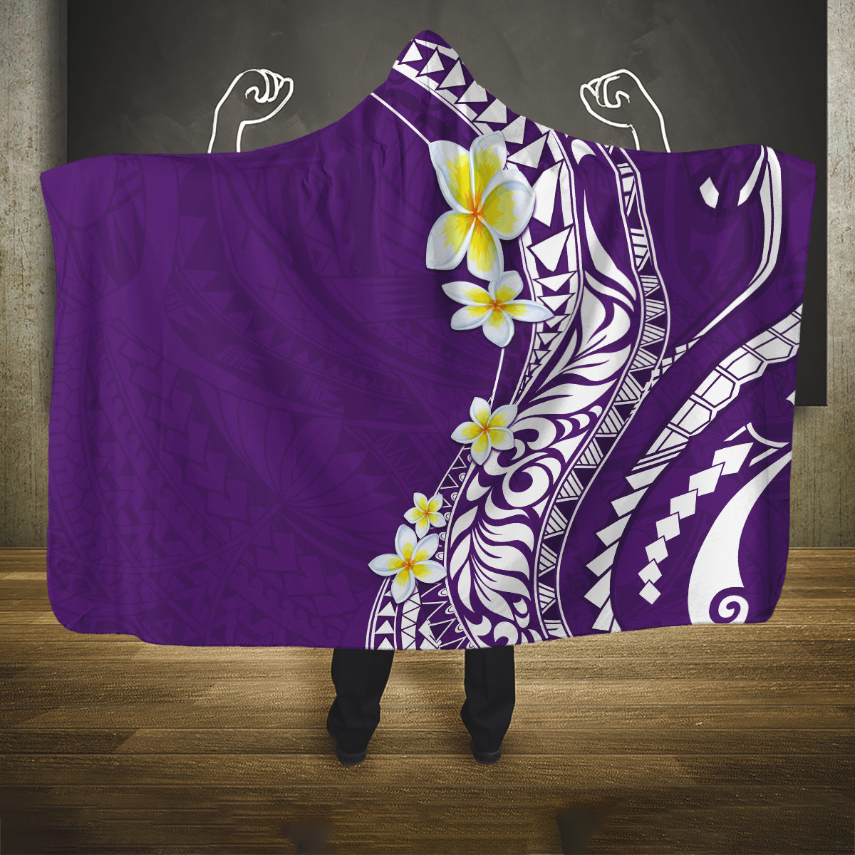 Hawaii Aloha Hooded Blanket Plumeria Vintage - Violet LT7 One Size Violet - Polynesian Pride