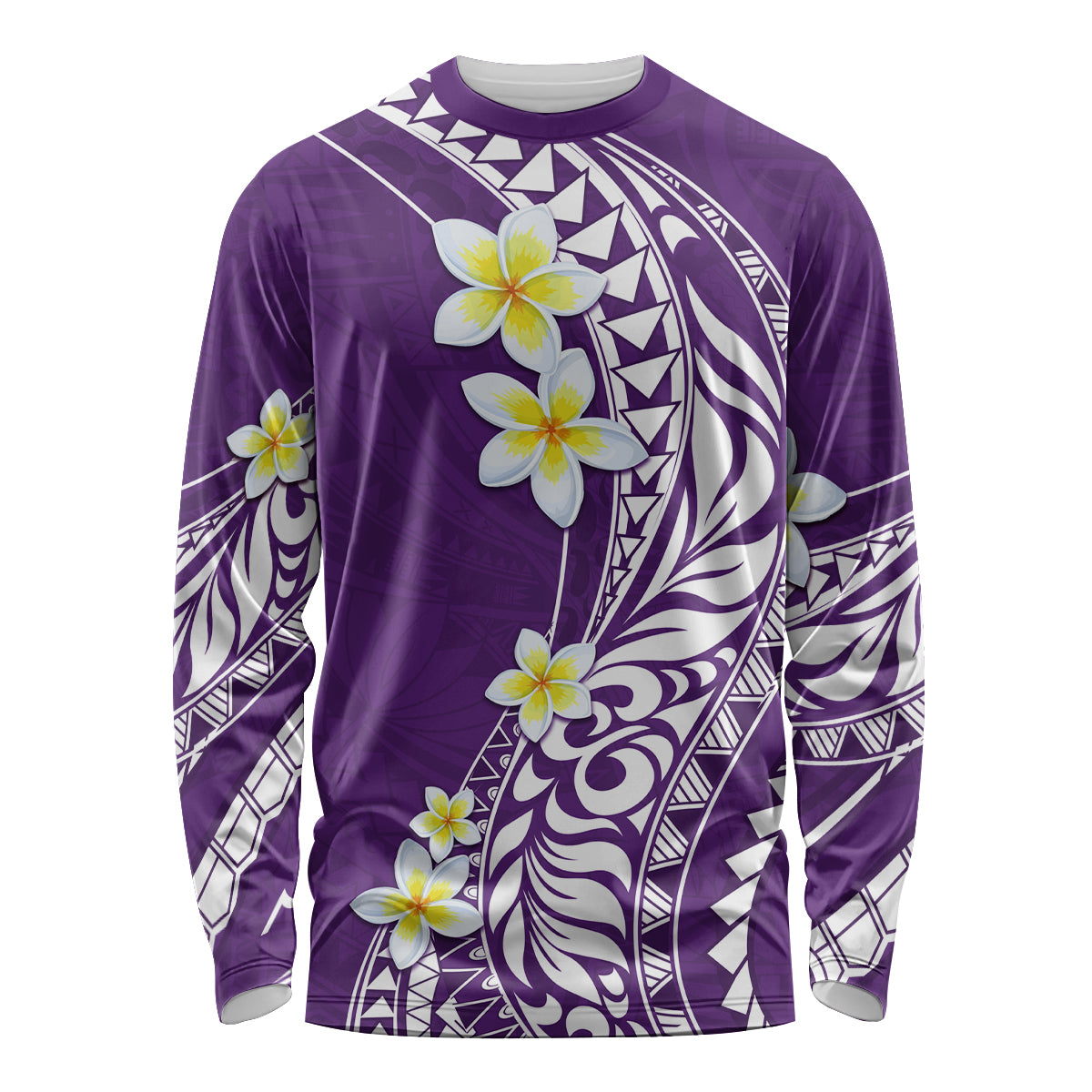 Hawaii Aloha Long Sleeve Shirt Plumeria Vintage - Violet LT7 Unisex Violet - Polynesian Pride