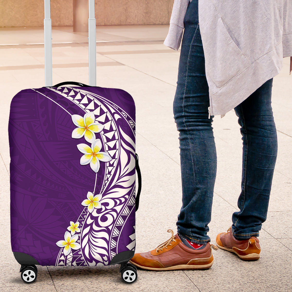 Hawaii Aloha Luggage Cover Plumeria Vintage - Violet LT7 Violet - Polynesian Pride