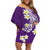 Hawaii Aloha Off Shoulder Short Dress Plumeria Vintage - Violet LT7 Women Violet - Polynesian Pride