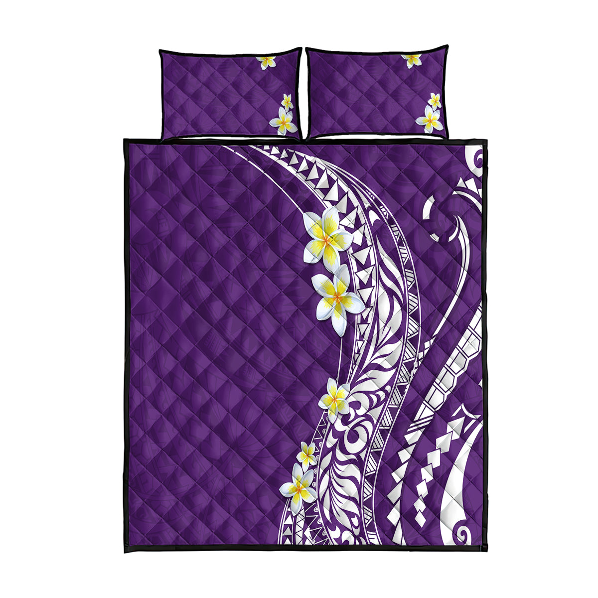 Hawaii Aloha Quilt Bed Set Plumeria Vintage - Violet LT7 Violet - Polynesian Pride