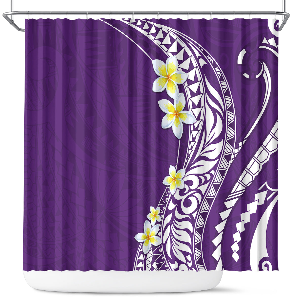 Hawaii Aloha Shower Curtain Plumeria Vintage - Violet LT7 Violet - Polynesian Pride