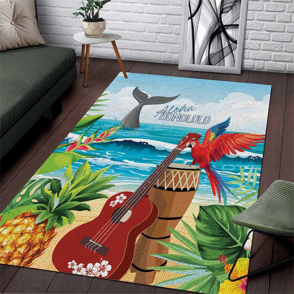 Aloha Honolulu Festival Area Rug Ukulele By The Shore LT7 Art - Polynesian Pride