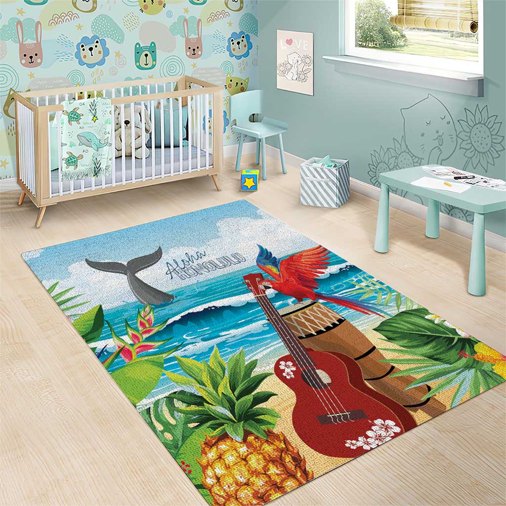 Aloha Honolulu Festival Area Rug Ukulele By The Shore LT7 - Polynesian Pride