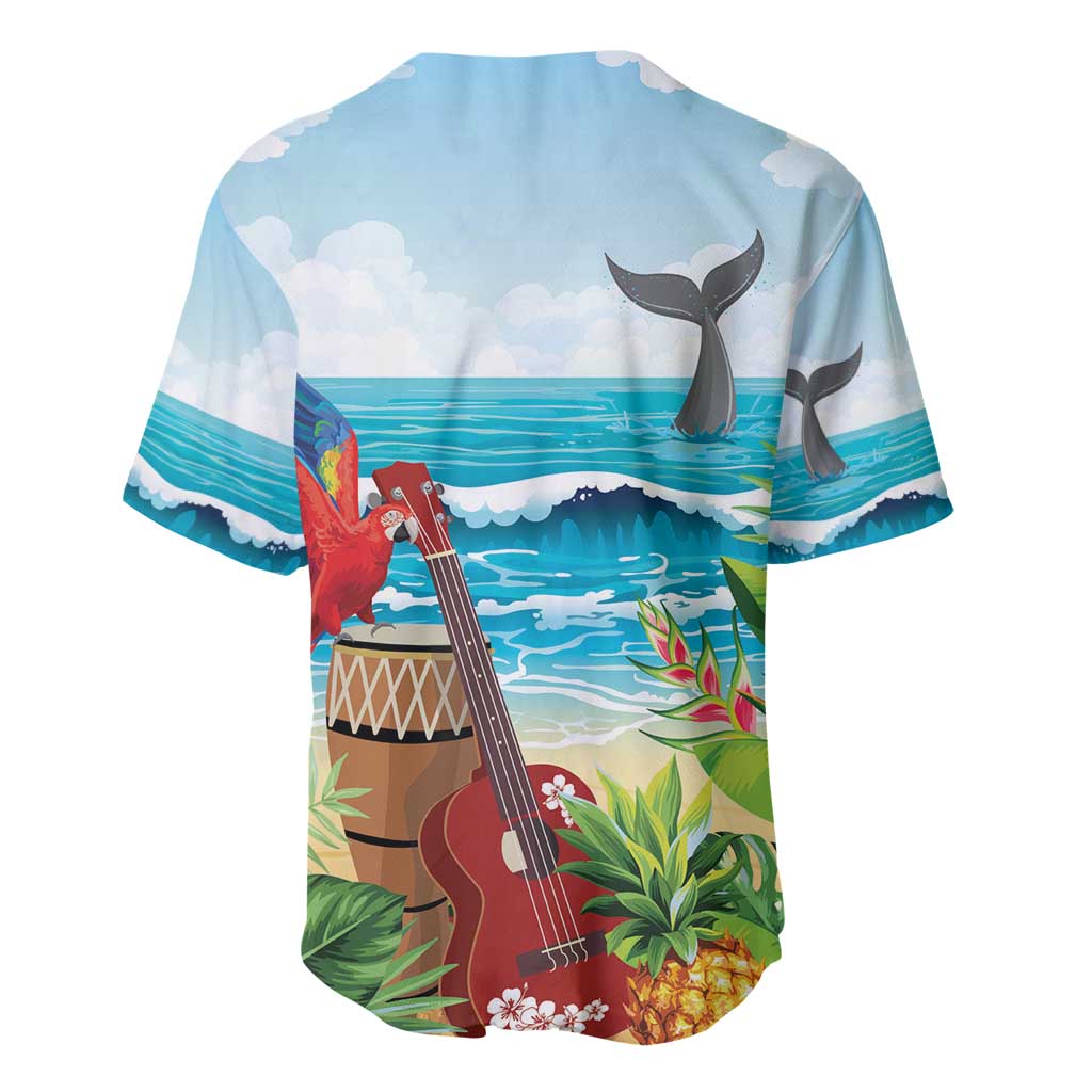 Aloha Honolulu Festival Baseball Jersey Ukulele By The Shore