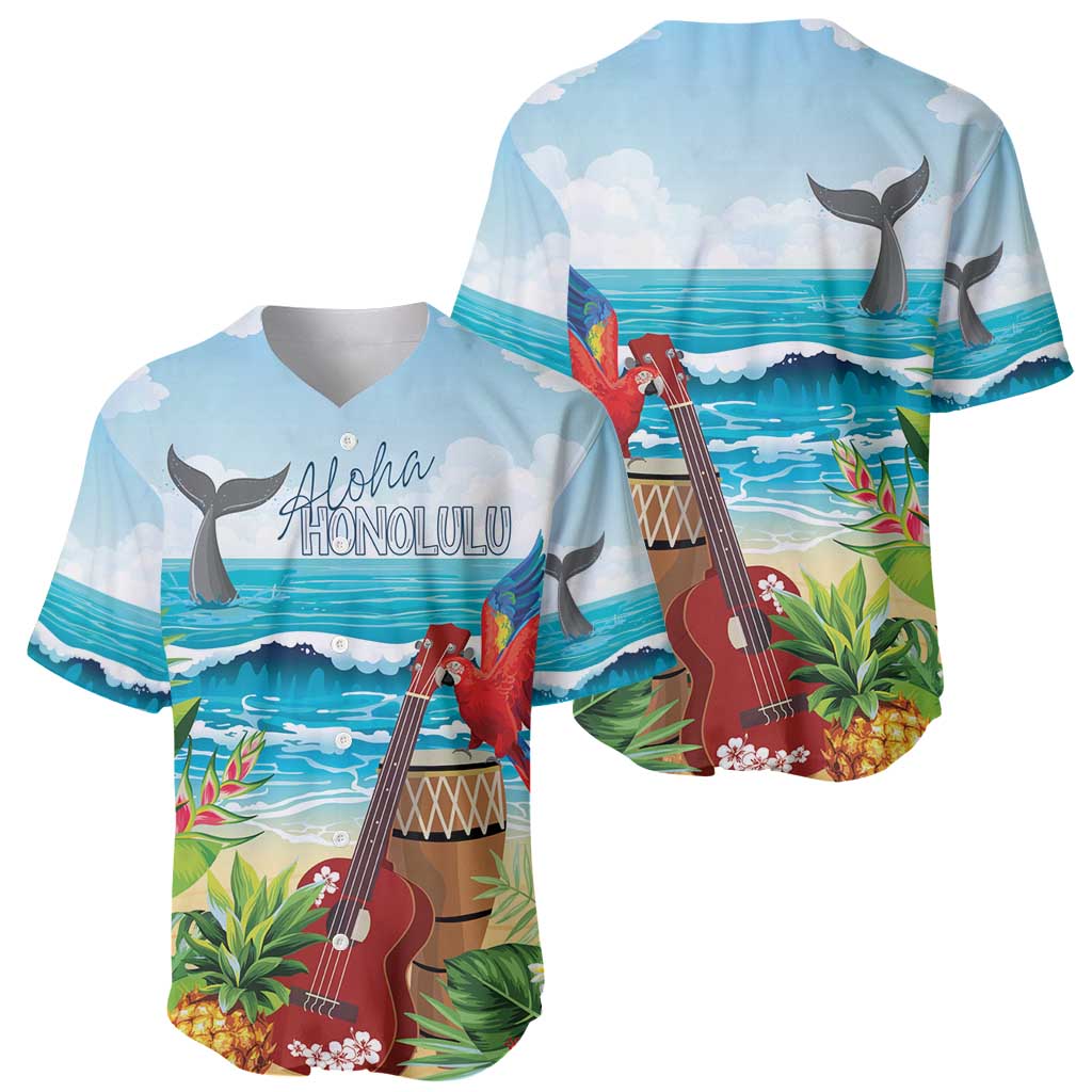 Aloha Honolulu Festival Baseball Jersey Ukulele By The Shore