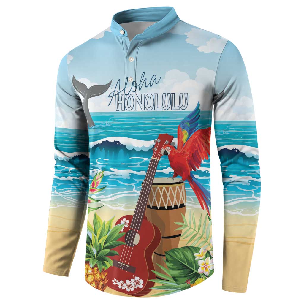 Aloha Honolulu Festival Button Sweatshirt Ukulele By The Shore LT7 - Polynesian Pride