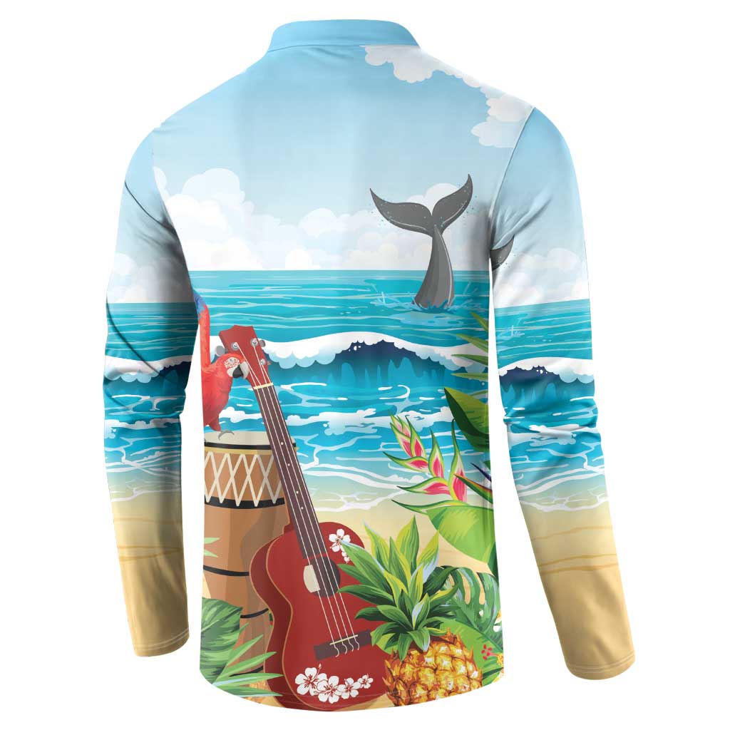 Aloha Honolulu Festival Button Sweatshirt Ukulele By The Shore LT7 - Polynesian Pride