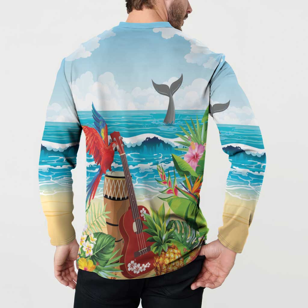 Aloha Honolulu Festival Button Sweatshirt Ukulele By The Shore LT7 - Polynesian Pride