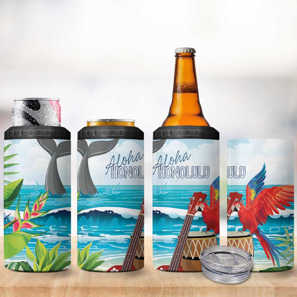 Aloha Honolulu Festival 4 in 1 Can Cooler Tumbler Ukulele By The Shore LT7 - Polynesian Pride