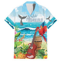 Aloha Honolulu Festival Family Matching Long Sleeve Bodycon Dress and Hawaiian Shirt Ukulele By The Shore