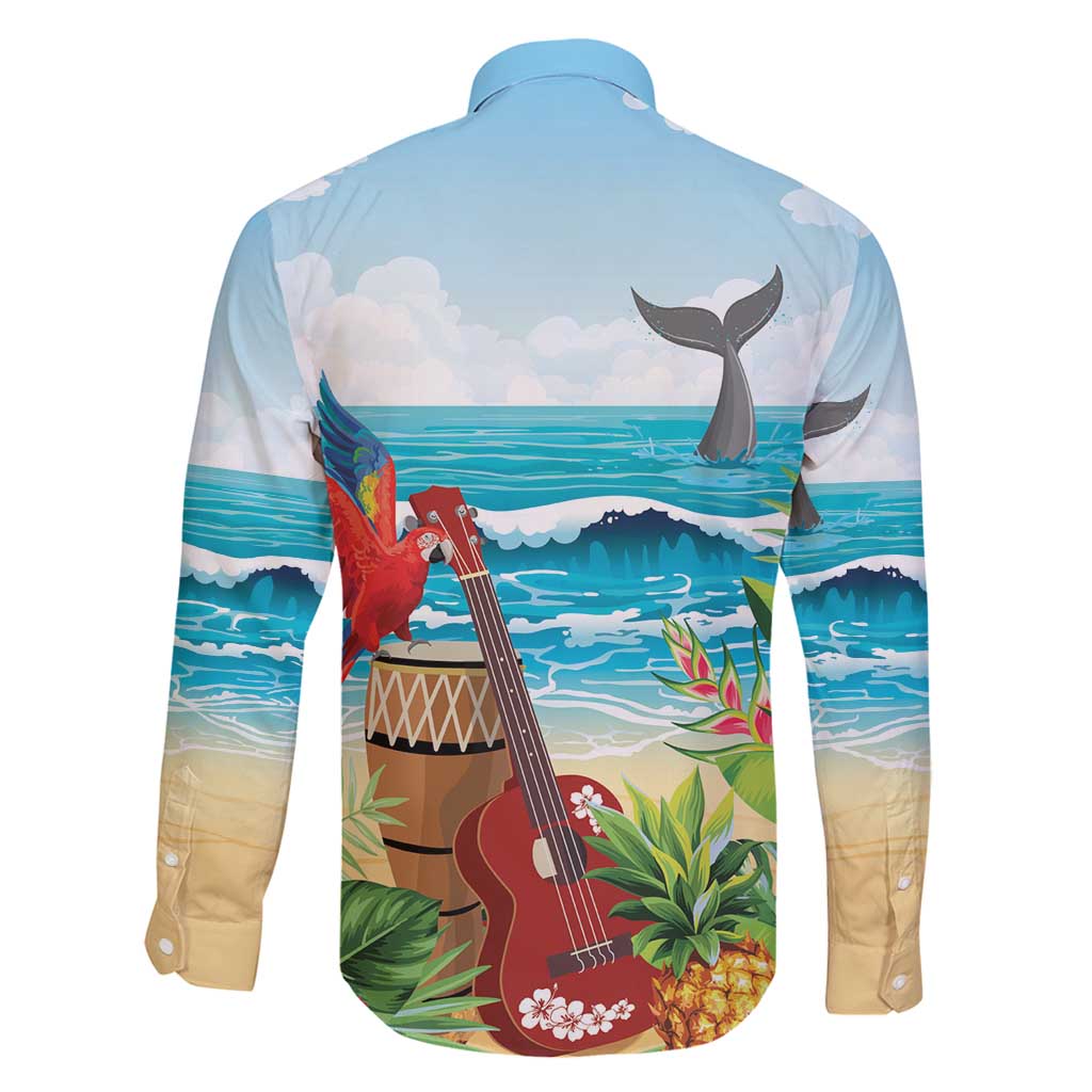 Aloha Honolulu Festival Family Matching Mermaid Dress and Hawaiian Shirt Ukulele By The Shore