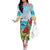 Aloha Honolulu Festival Family Matching Off The Shoulder Long Sleeve Dress and Hawaiian Shirt Ukulele By The Shore