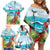 Aloha Honolulu Festival Family Matching Off Shoulder Short Dress and Hawaiian Shirt Ukulele By The Shore