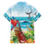 Aloha Honolulu Festival Family Matching Puletasi and Hawaiian Shirt Ukulele By The Shore