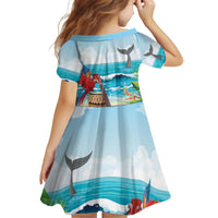 Aloha Honolulu Festival Kid Short Sleeve Dress Ukulele By The Shore