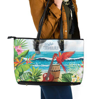 Aloha Honolulu Festival Leather Tote Bag Ukulele By The Shore LT7 - Polynesian Pride