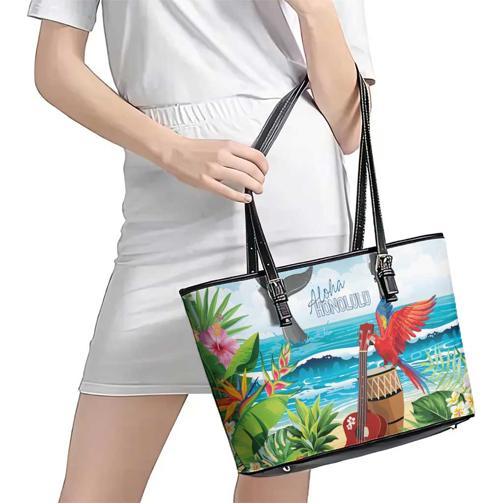 Aloha Honolulu Festival Leather Tote Bag Ukulele By The Shore LT7 - Polynesian Pride
