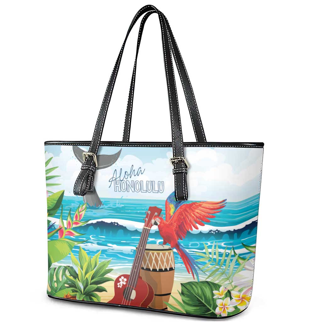 Aloha Honolulu Festival Leather Tote Bag Ukulele By The Shore LT7 - Polynesian Pride