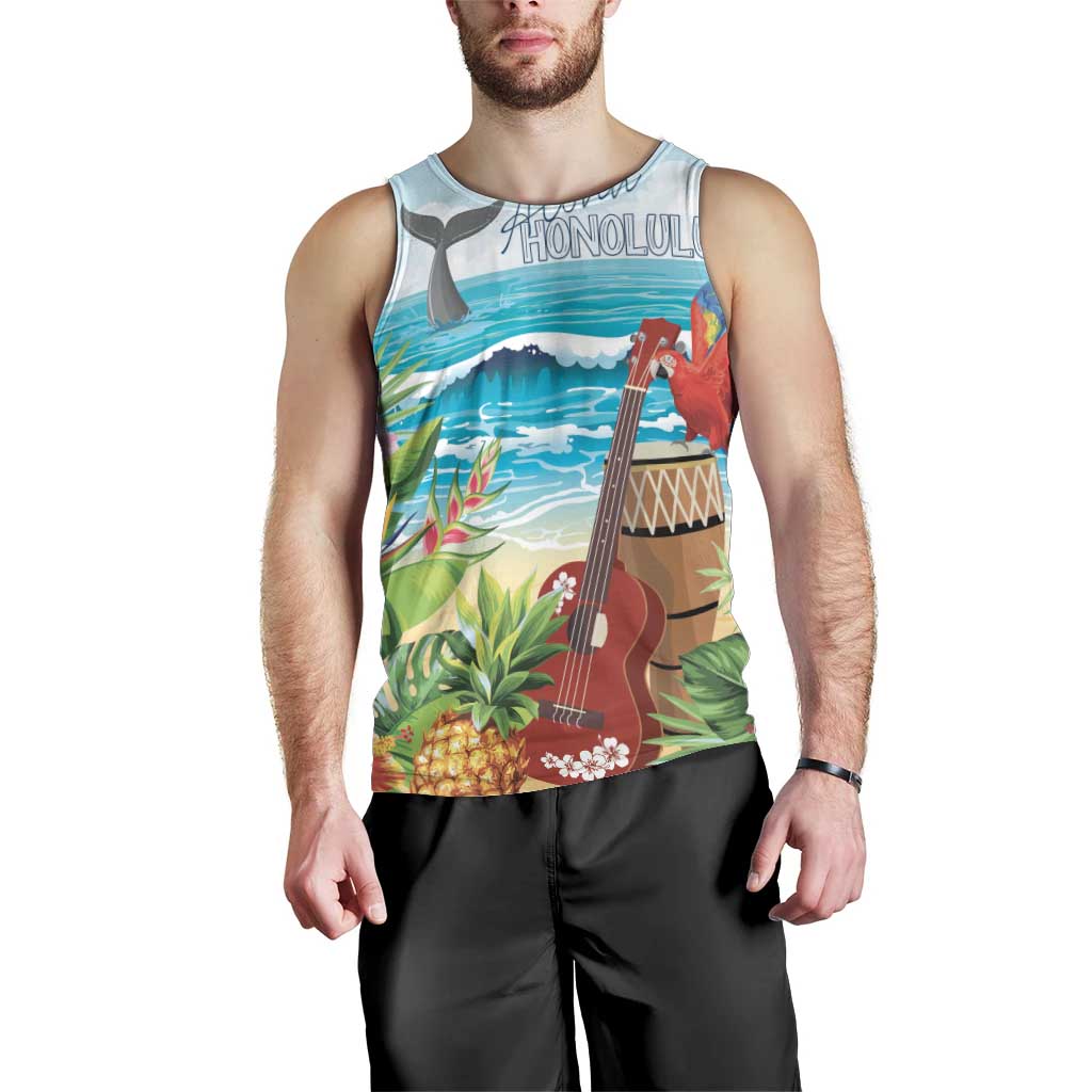 Aloha Honolulu Festival Men Tank Top Ukulele By The Shore LT7 - Polynesian Pride