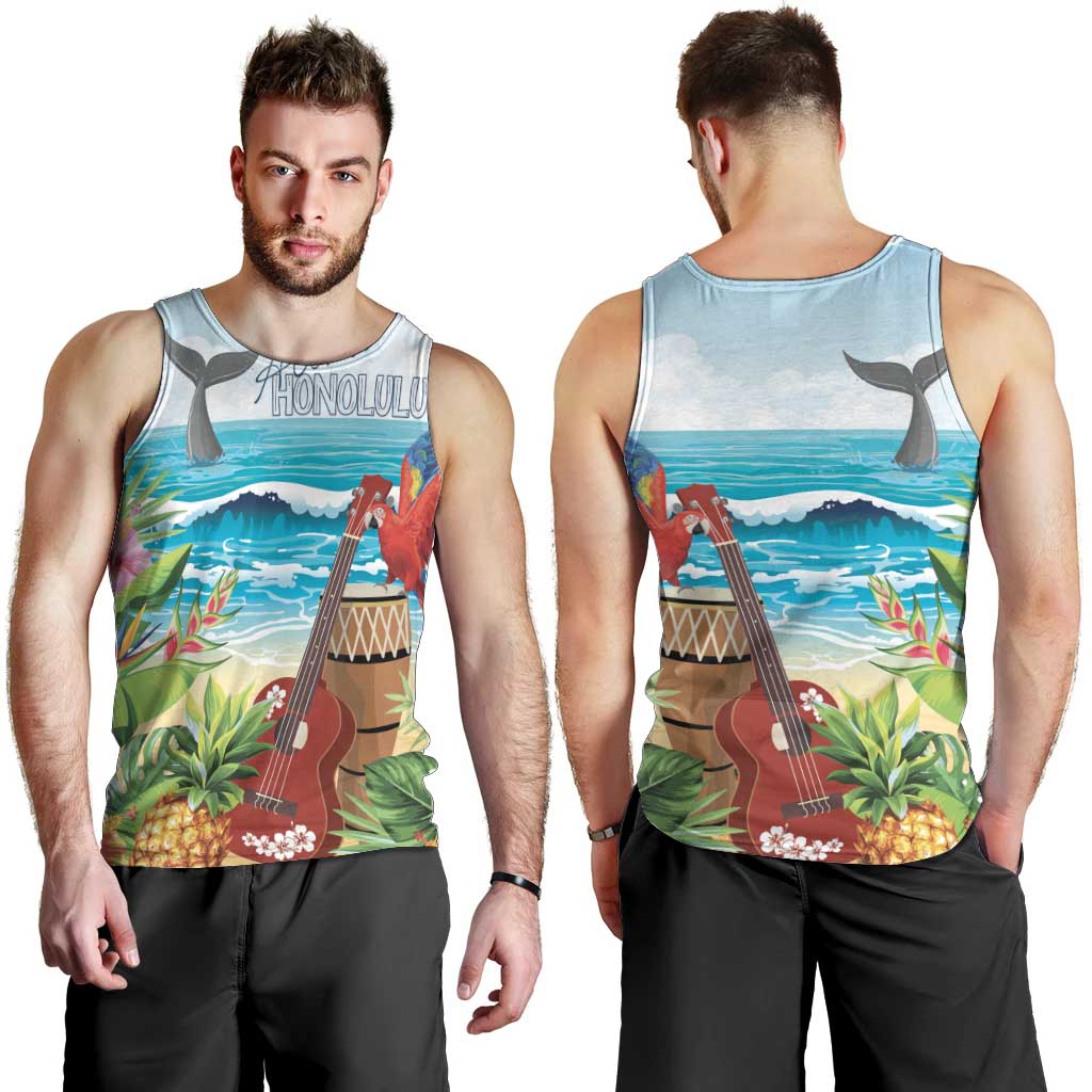 Aloha Honolulu Festival Men Tank Top Ukulele By The Shore LT7 - Polynesian Pride