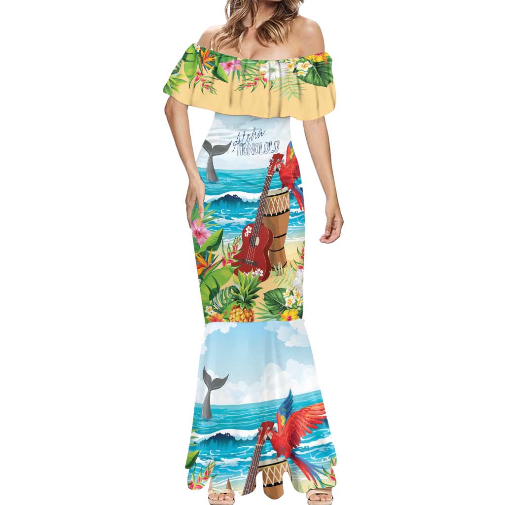 Aloha Honolulu Festival Mermaid Dress Ukulele By The Shore
