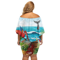 Aloha Honolulu Festival Off Shoulder Short Dress Ukulele By The Shore LT7 - Polynesian Pride
