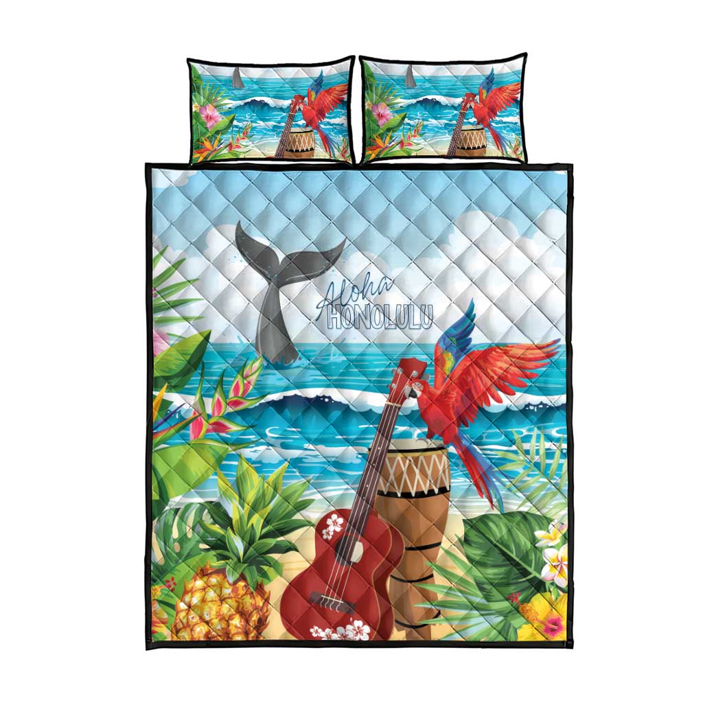Aloha Honolulu Festival Quilt Bed Set Ukulele By The Shore LT7 - Polynesian Pride