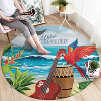 Aloha Honolulu Festival Round Carpet Ukulele By The Shore